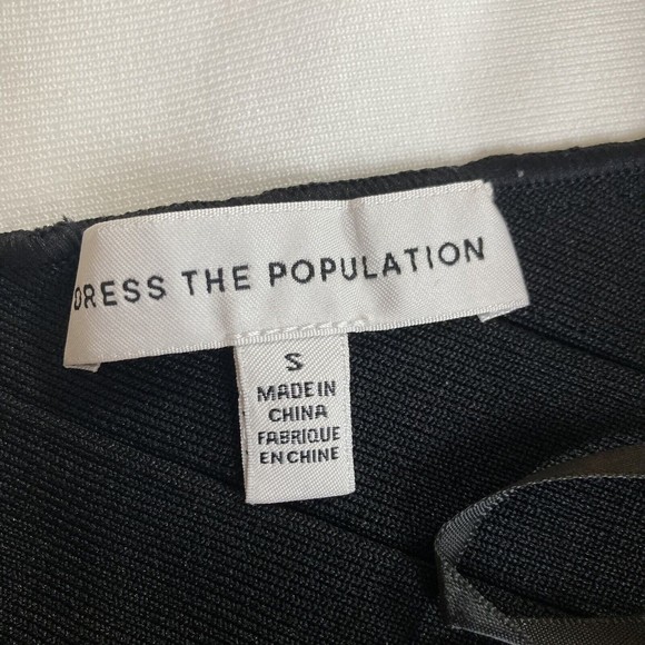 Dress the Population Size Small One Shoulder Black White Bodycon Mini Dress NWOT - Picture 3 of 8